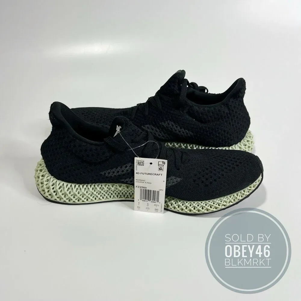 Adidas Futurecraft 4D Shoes Black Green FZ2560 Men's US 9.5 - Picture 4 of 6